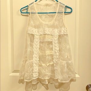 EUC Hem and Thread Lace See Thru Sleeveless Top
